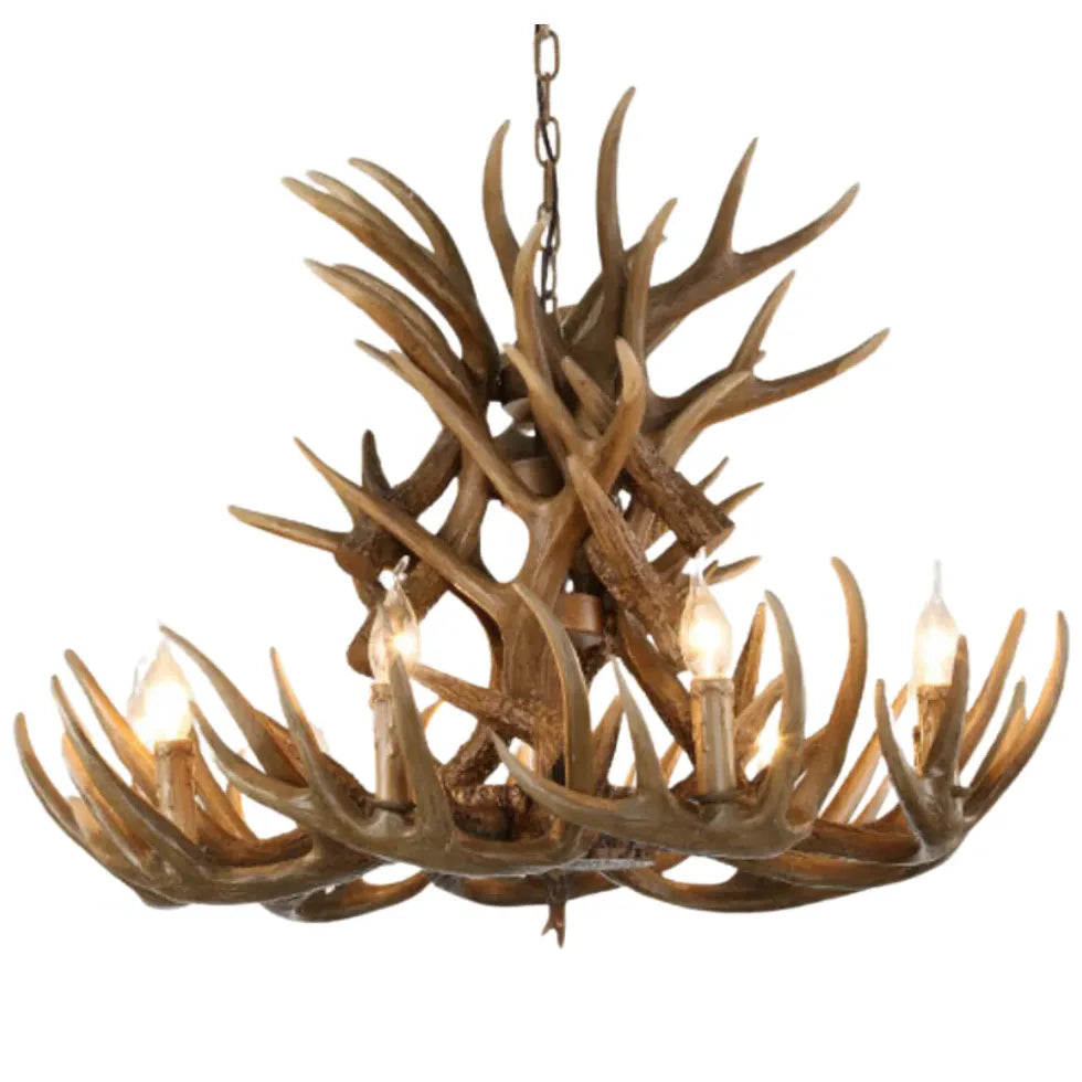 Faux Antler Wooden Candle Holder Vintage Chandelier