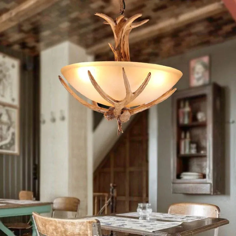 Antler-Inspired Design Rustic Wooden Vintage Chandelier