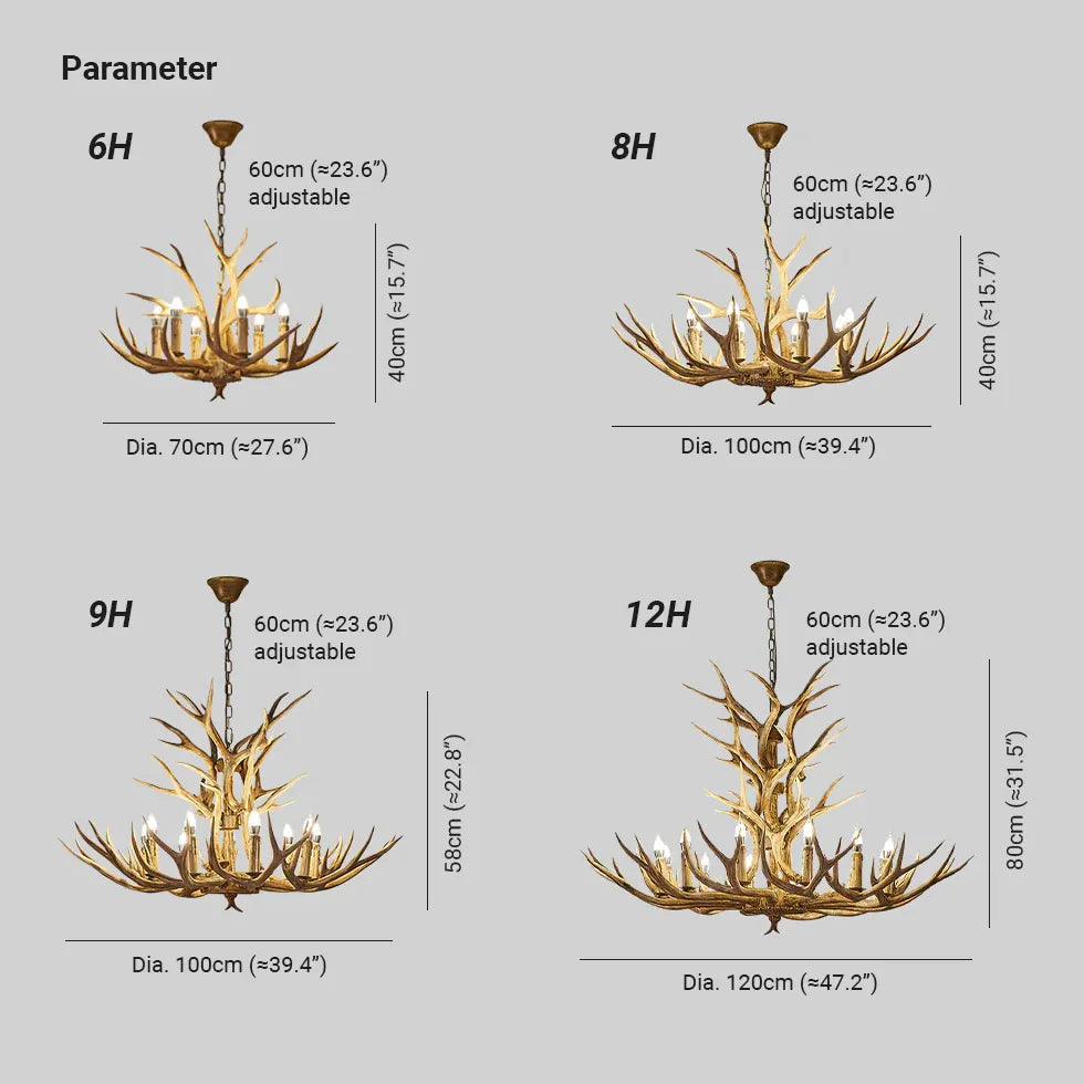 Faux Antler Wooden Candle Holder Chandelier