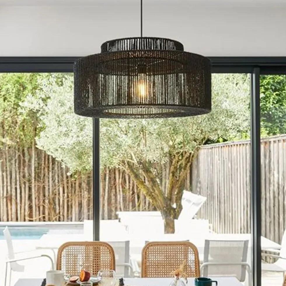 Simple Dark Tones Rattan Pendant Light