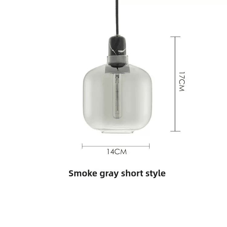 Smoke Grey Transparent Glass Cylindrical Pendant Light - Clowas
