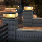 Striped Glass Square Outdoor Pillar Lights