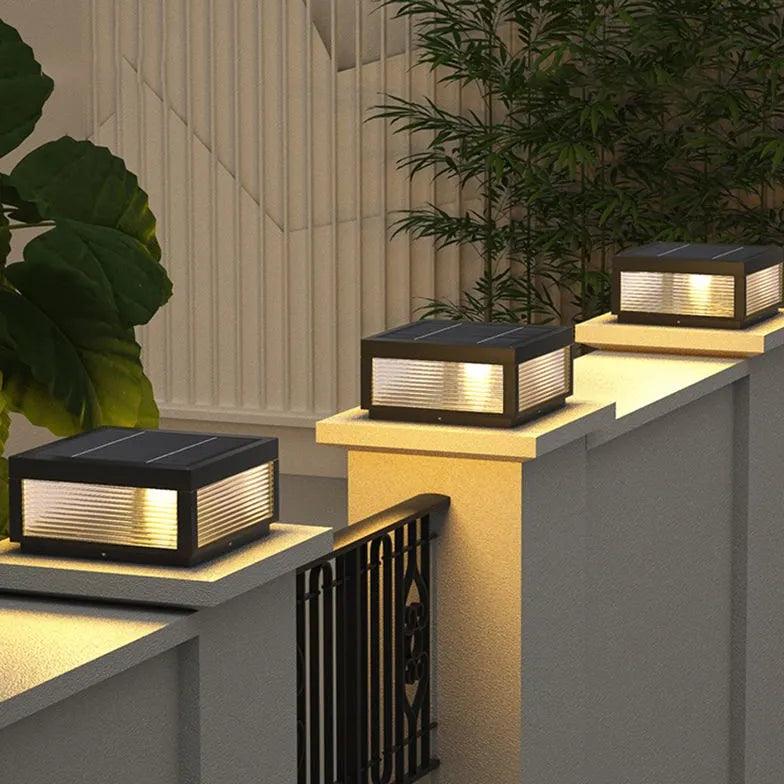 Striped Glass Square Outdoor Pillar Lights