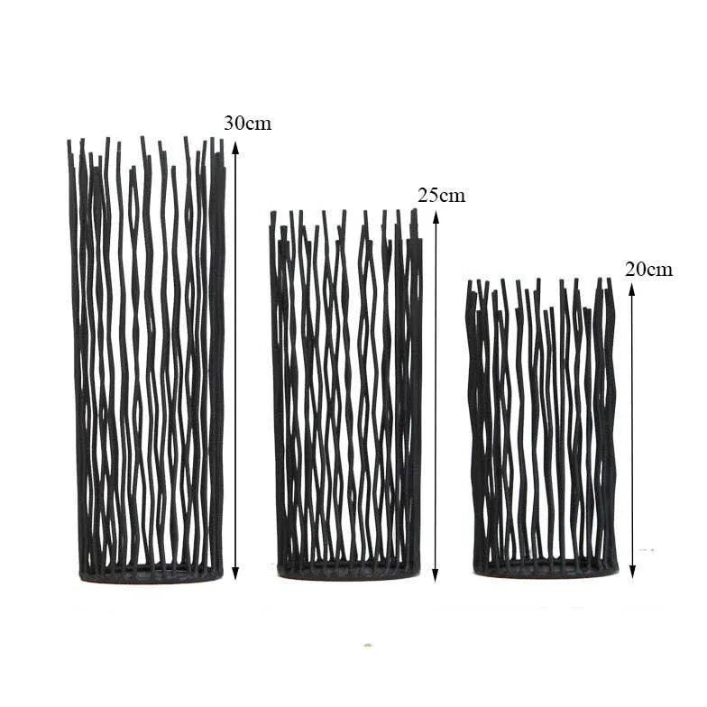 European Black Asymmetric Iron Line Candleholder