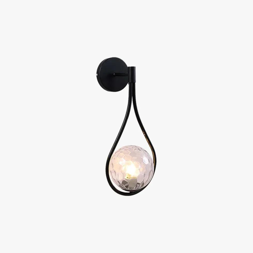 Nordic Glass Ball LED Bedside Wall Light in Black