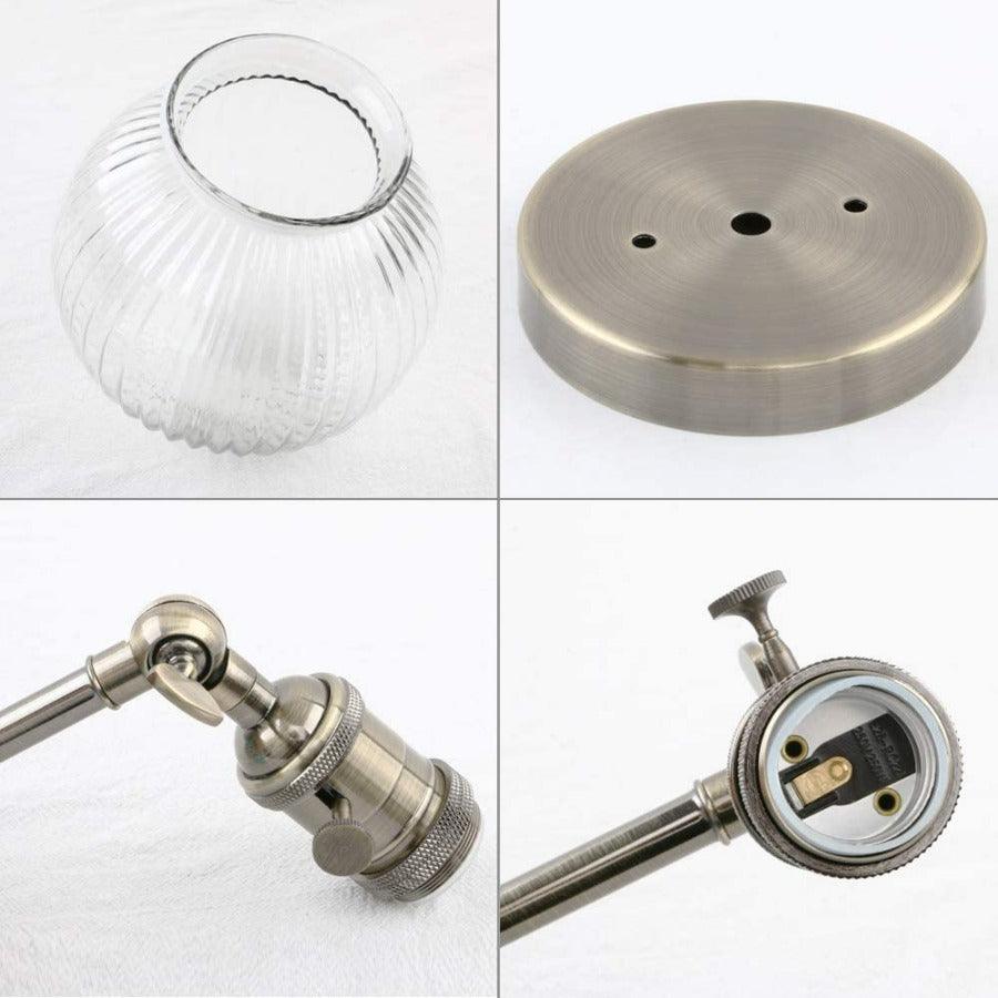 Metal Texture Glass Ball Design Wall Lamp