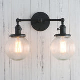 Textured Glass Two-Bulb Wall Sconce