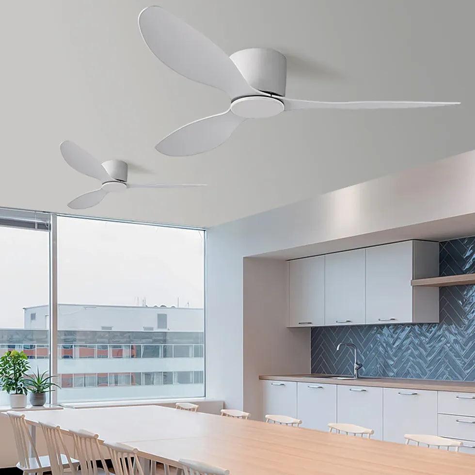 Three-Blade White Kitchen Modern Ceiling Fan Light - Clowas