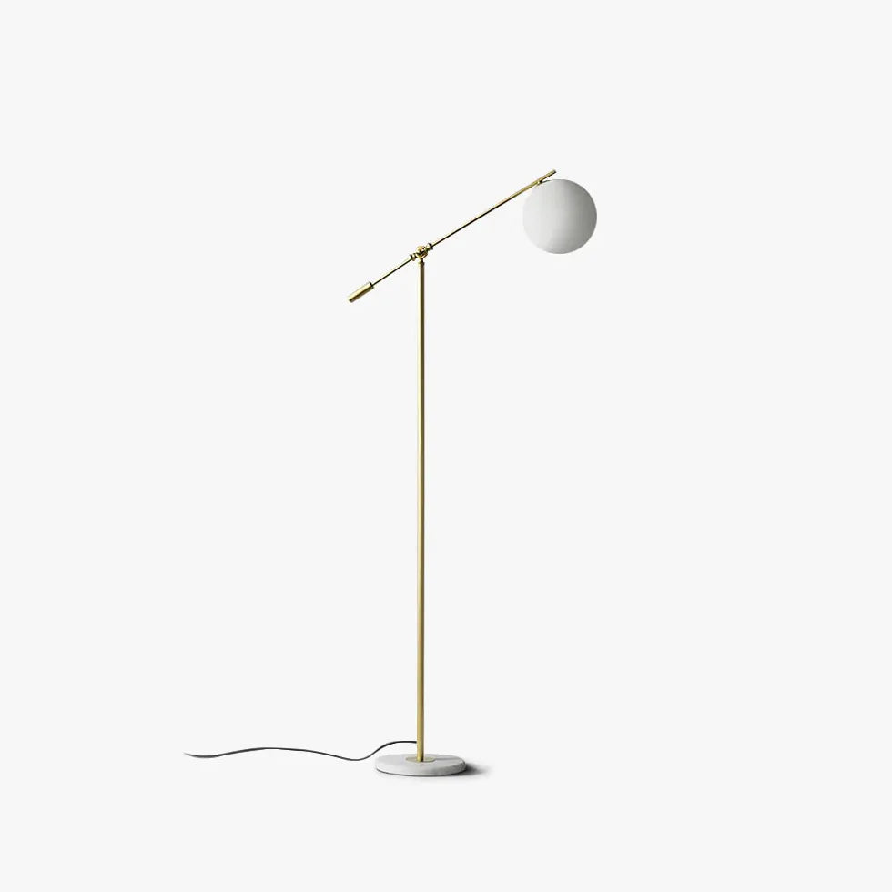 White Glass Globe Adjustable Modern Floor Lamp