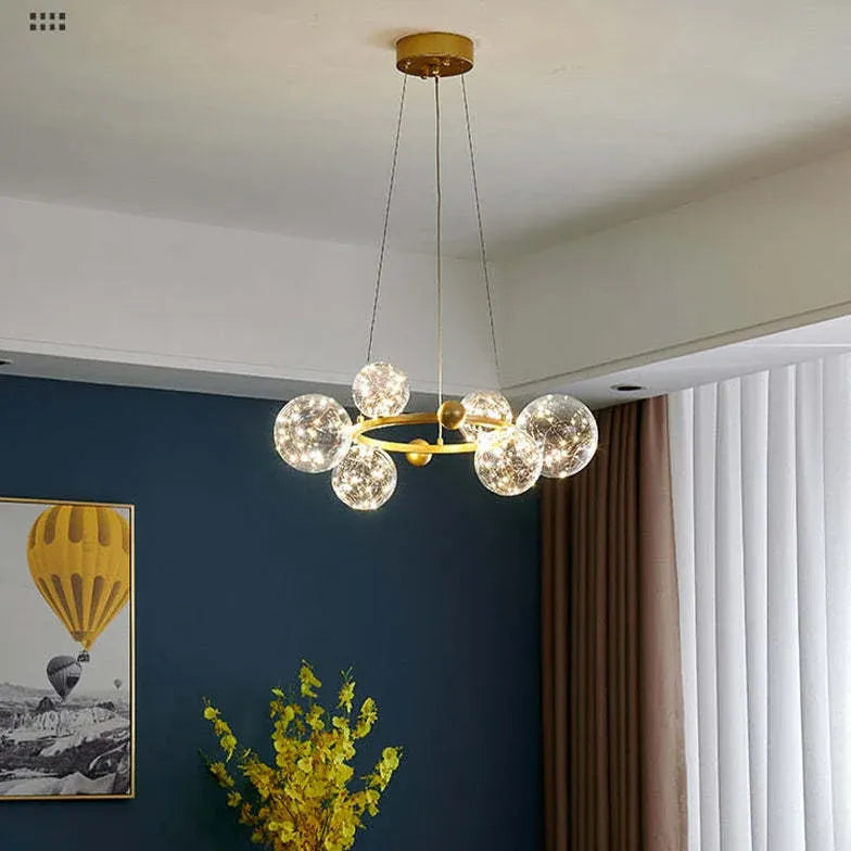 Multi-Head Clear Glass Bubble Pendant Light