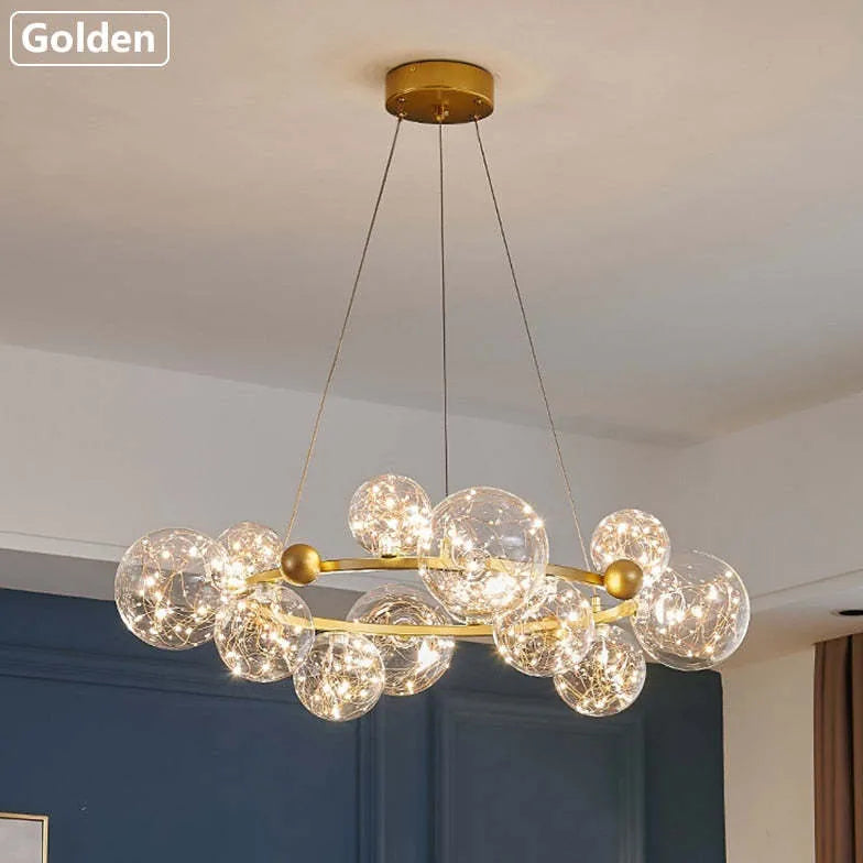 Multi-Head Clear Glass Bubble Pendant Light