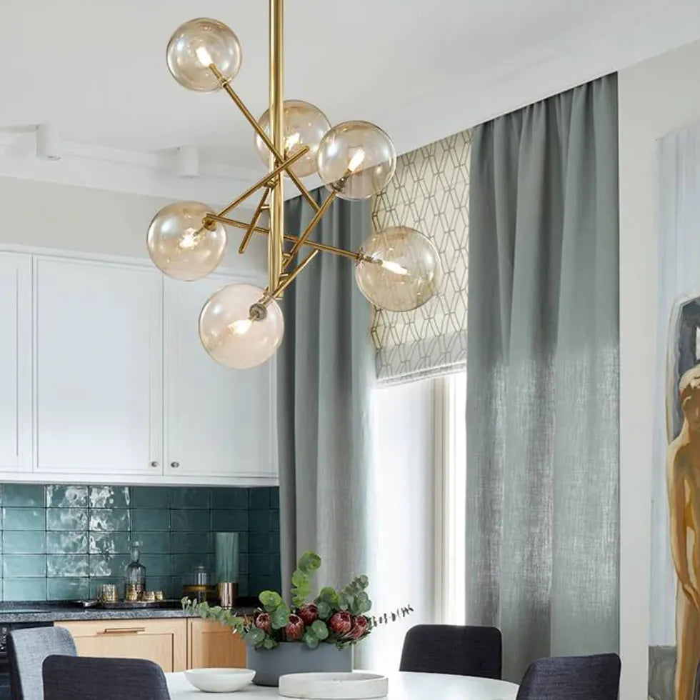 Line Glass Ball LED Modern Pendant Light