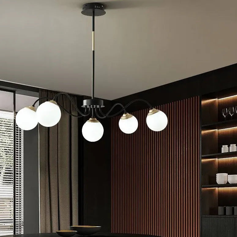 Streamlined Black Frame Kitchen Sphere Chandelier