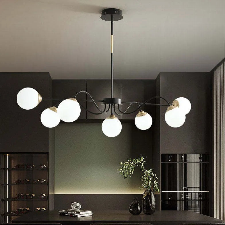 Streamlined Black Frame Kitchen Sphere Chandelier