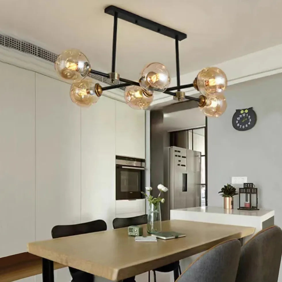 Gold Glass Ball Multi-Head Pendant Light