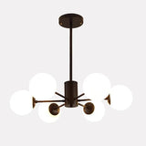 Glass and Gold Chandelier with Simple Iron Design