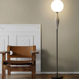 White Sphere Long Rod Minimalist Floor Lamp