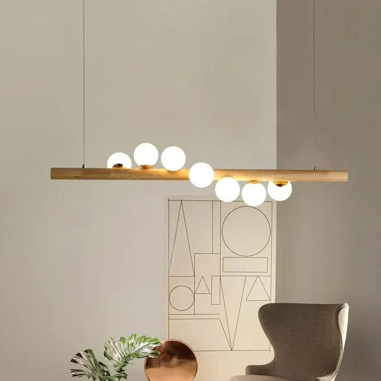 Wooden Glass Ball Industrial Nordic Pendant Light