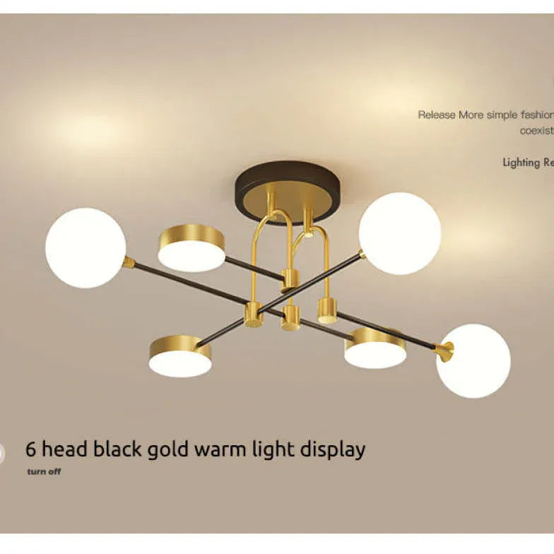 Round Multi-Head White Glass Modern Ceiling Light