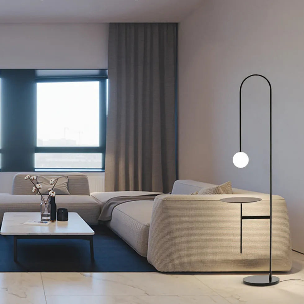 Sphere Curved Rod Side Table Floor Lamp