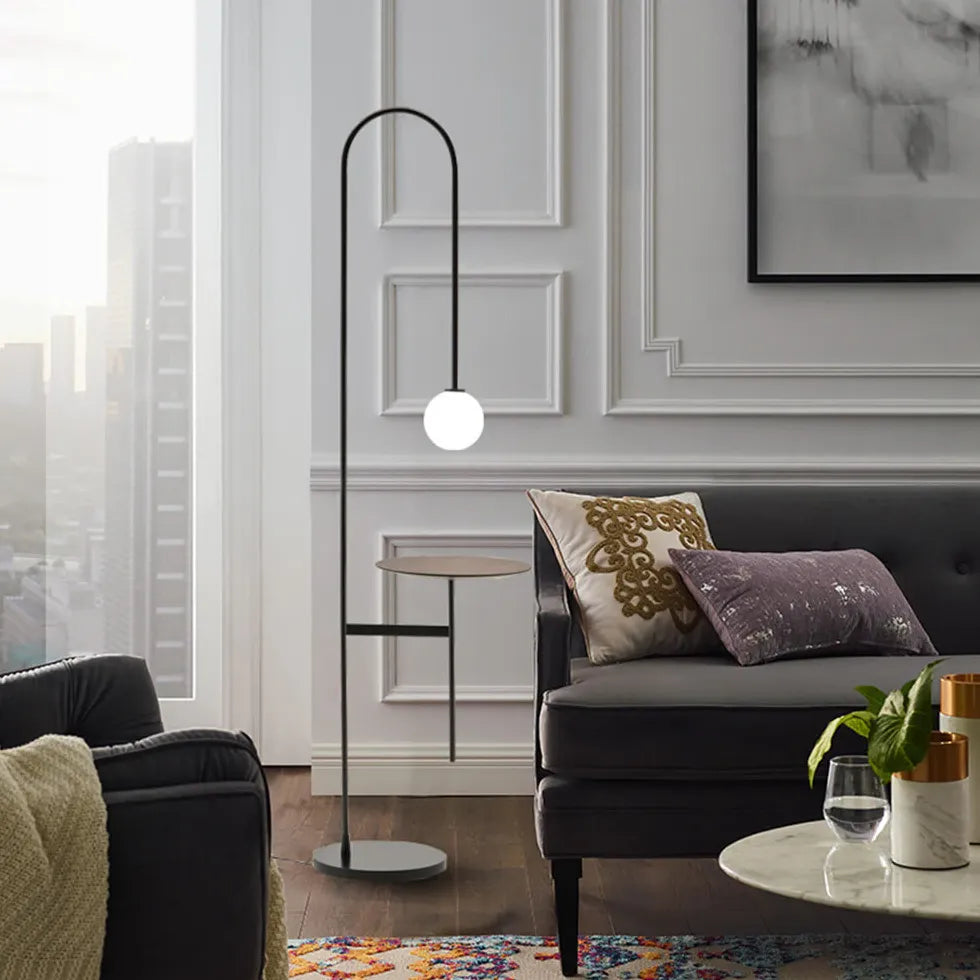 Sphere Curved Rod Side Table Floor Lamp