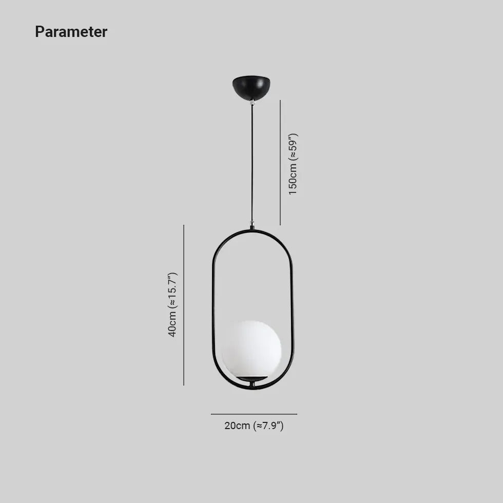 Oval Metal White Ball Minimalist Pendant Light