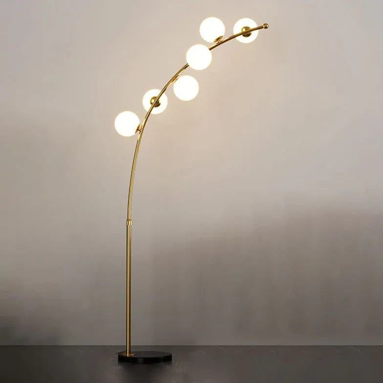 White Multi-Ball Arched Modern Floor Lamp