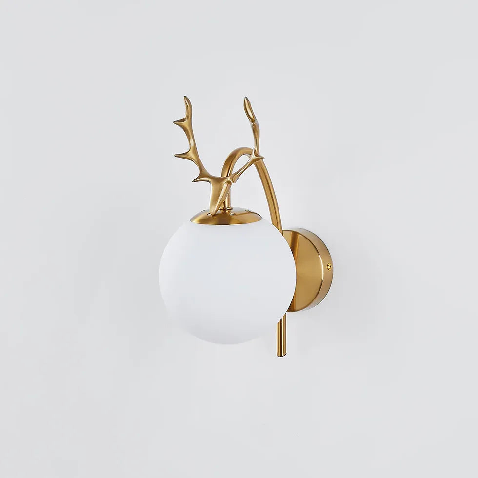 Deer Antler Glass Ball Bedroom Wall Lights