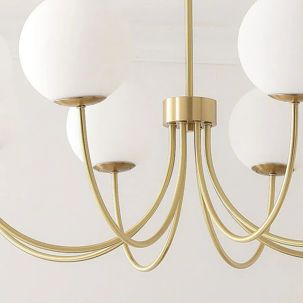 Curved and Branched Bedroom Gold Chandelier