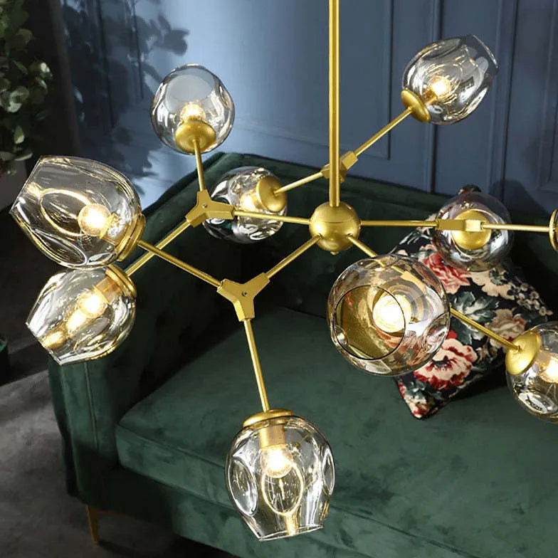 Radiating Multi-Head Colorful Glass Ball Pendant Light