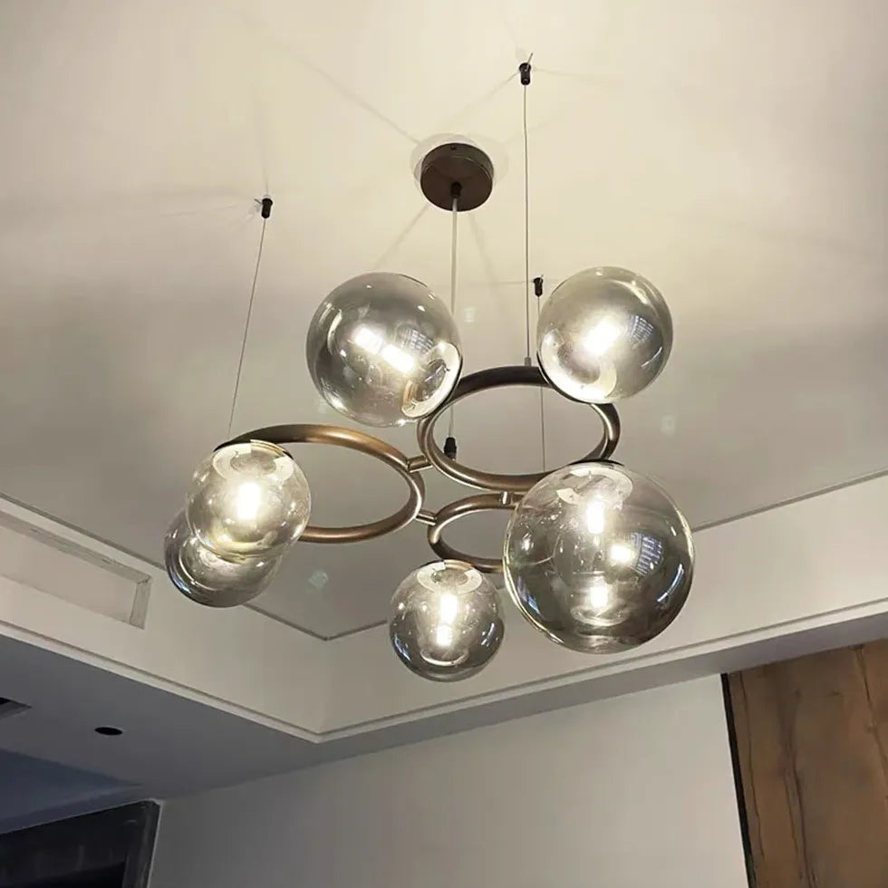 Ring-Shaped Multi Glass Ball Minimalist Chandelier