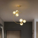 Semi-Arc White Glass Ball Pendant Light