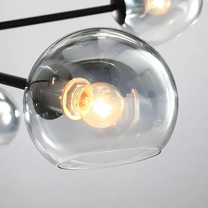 Multiple Transparent Glass Sphere Simple Chandelier