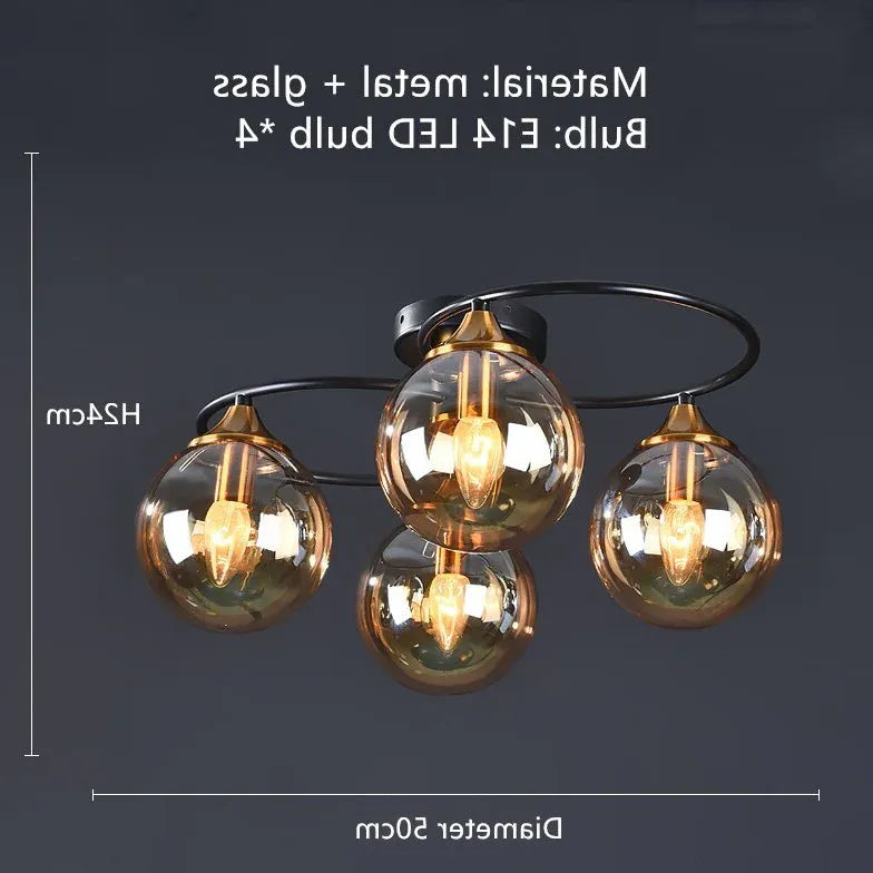 Smoked Industrial Glass Flush Ceiling Lights