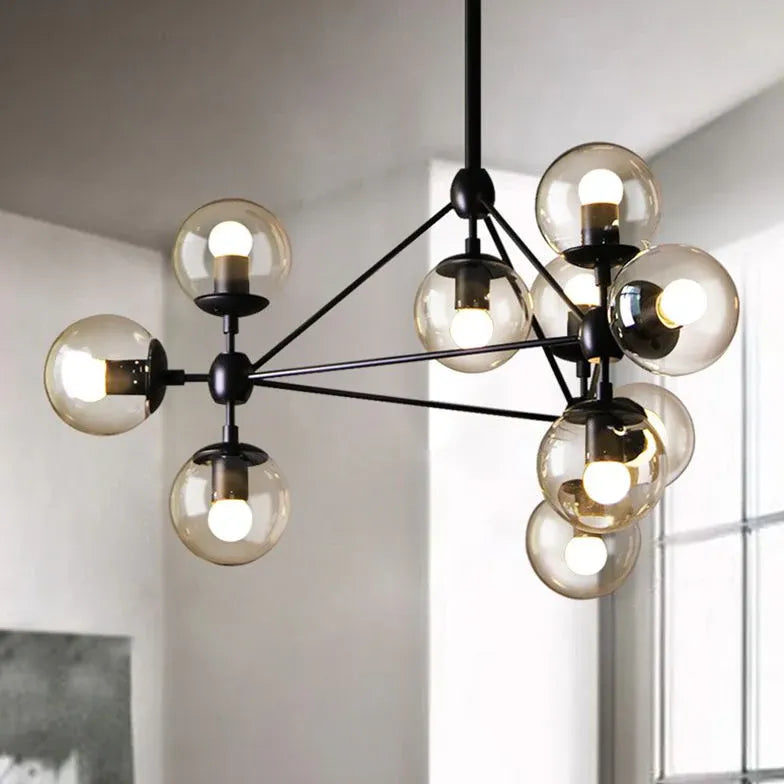 Clear Glass Multi-Sphere Modern Chandelier