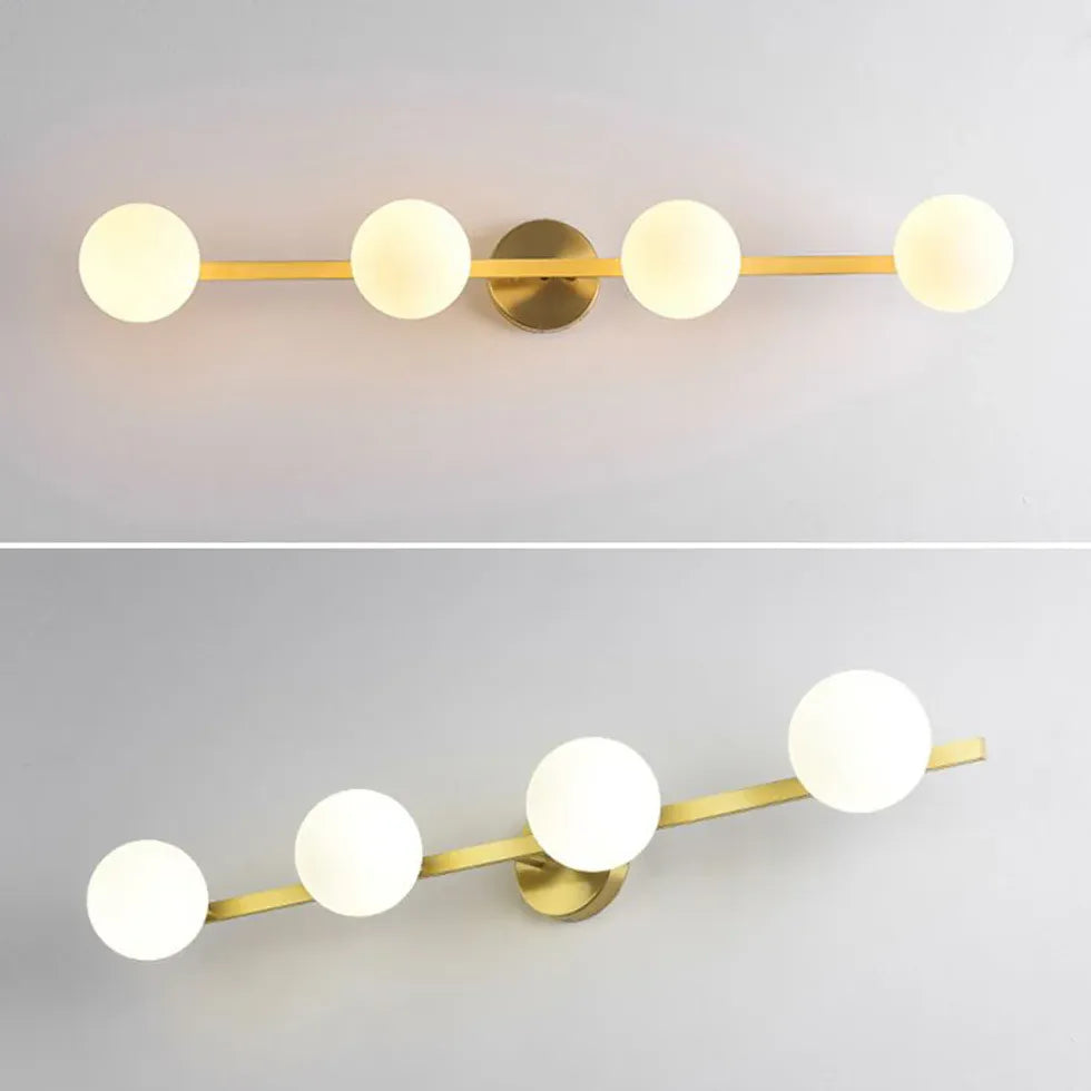 Globe Lampshade Gold Bathroom Wall Lights