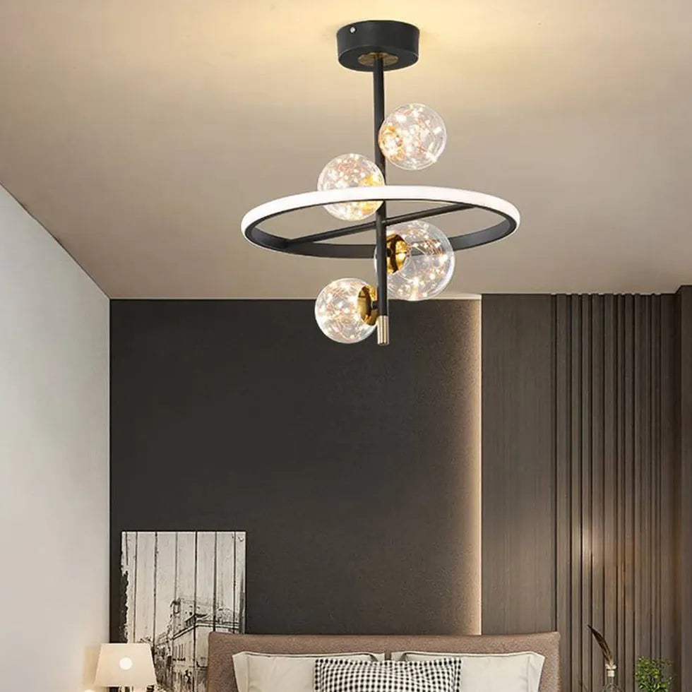 Ring-Shaped Multi-Glass Ball for Bedroom Pendant Light