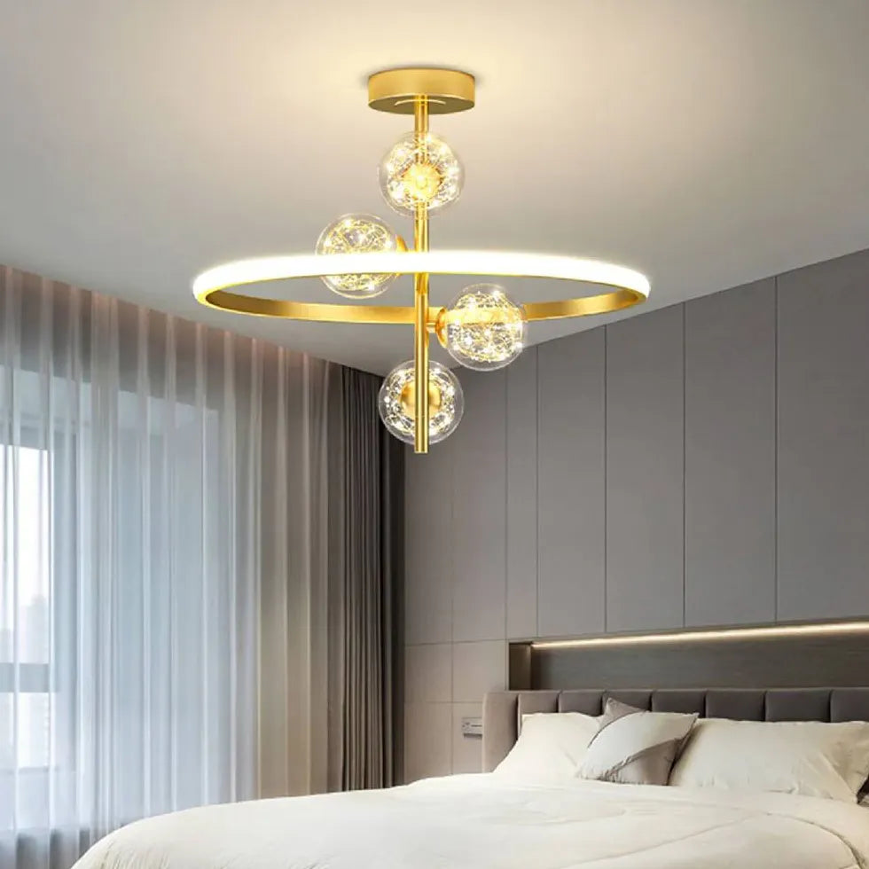 Ring-Shaped Multi-Glass Ball for Bedroom Pendant Light