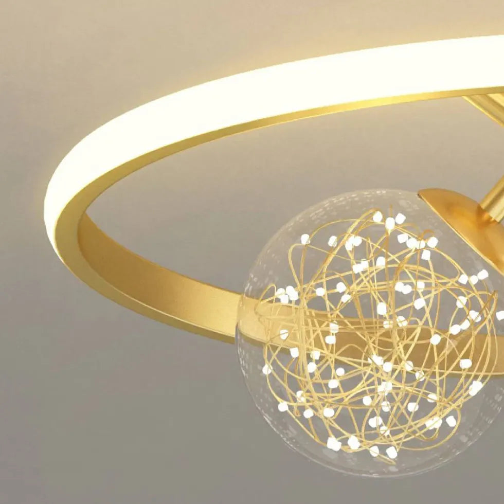 Ring-Shaped Multi-Glass Ball for Bedroom Pendant Light