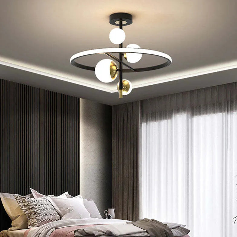 Ring-Shaped Multi-Glass Ball for Bedroom Pendant Light