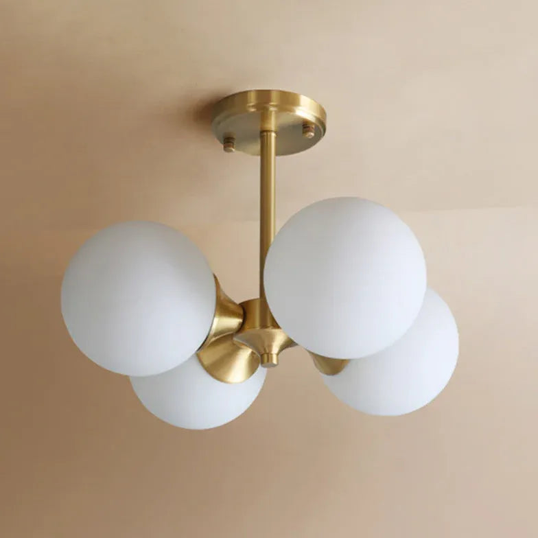 Four White Globe Modern Pendant Light