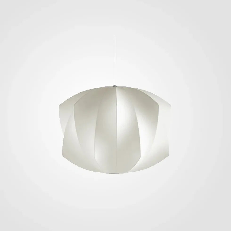 Lantern-Shaped White Fabric Vintage Pendant Light