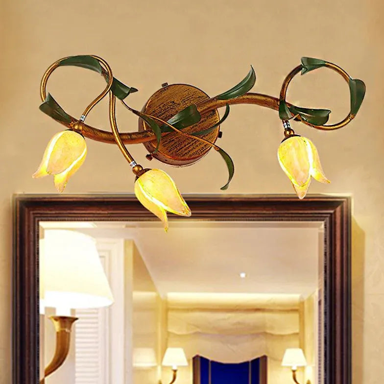 Tulip Brass Vintage Bathroom Wall Lights