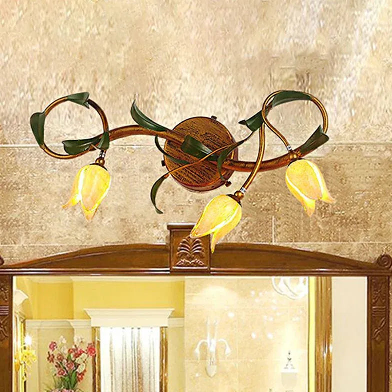 Tulip Brass Vintage Bathroom Wall Lights