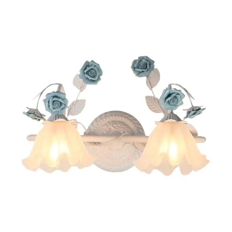 Rose Glass Country Bathroom Wall Lights