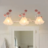 Rose Glass Country Bathroom Wall Lights