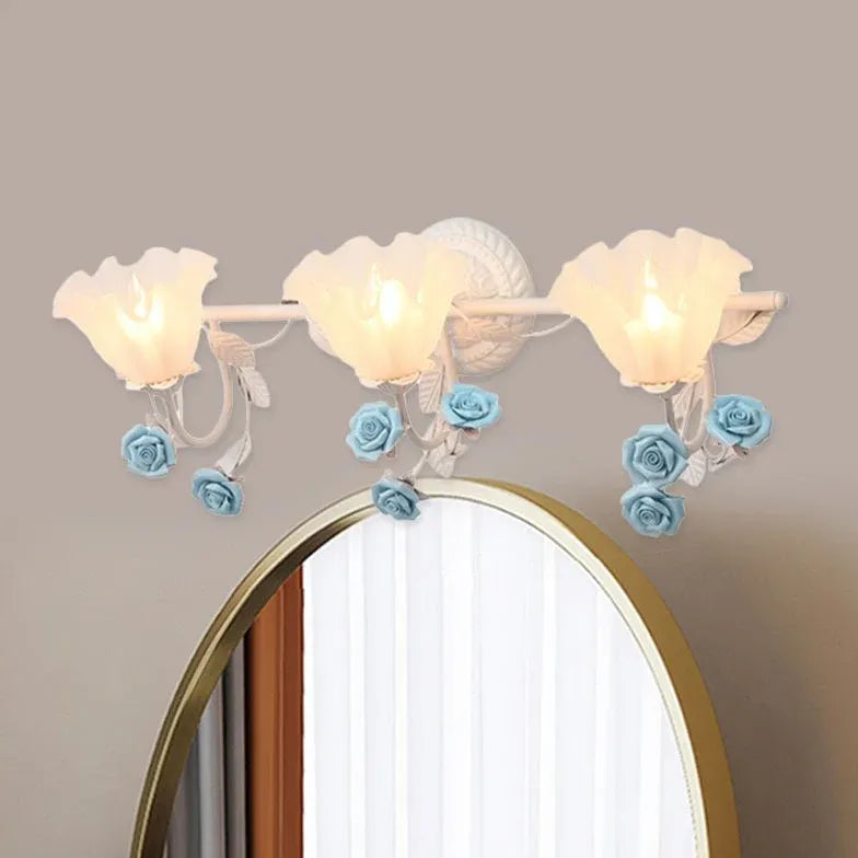 Rose Glass Country Bathroom Wall Lights