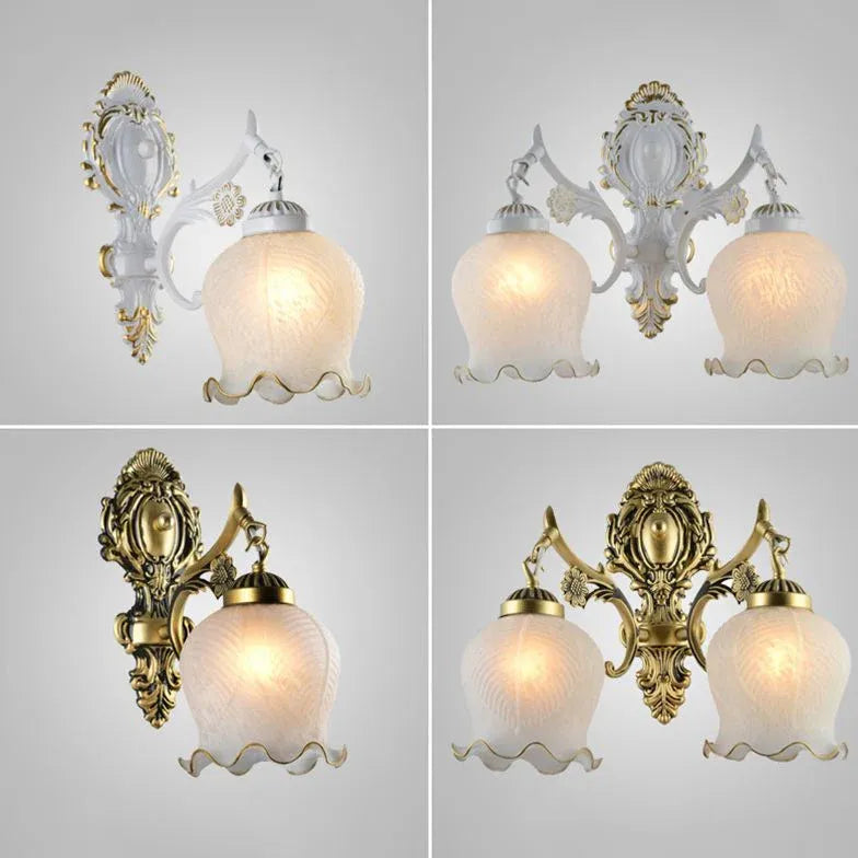 European Carved Flowers Vintage Wall Lights