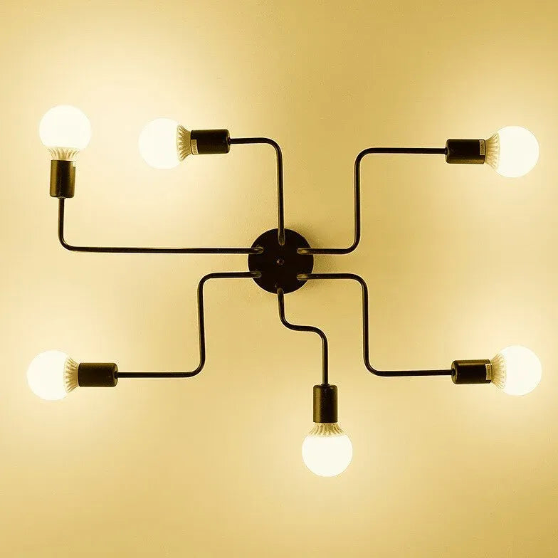 Molecule-Inspired Industrial Black Flush Ceiling Lights