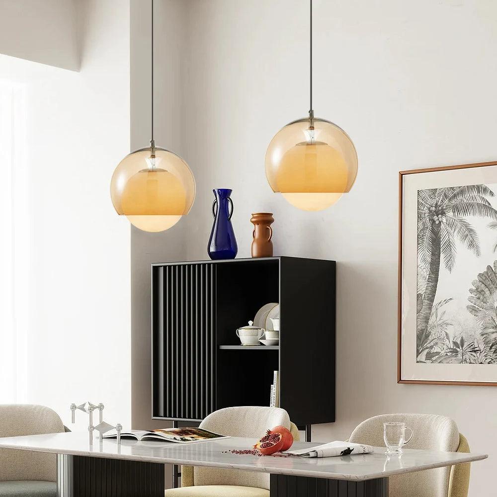Vintage Glass Orb Pendant Light for Dining Room